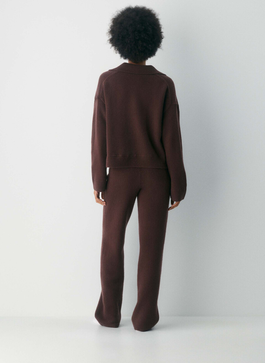 maglione polo analogico marrone polvere cacao