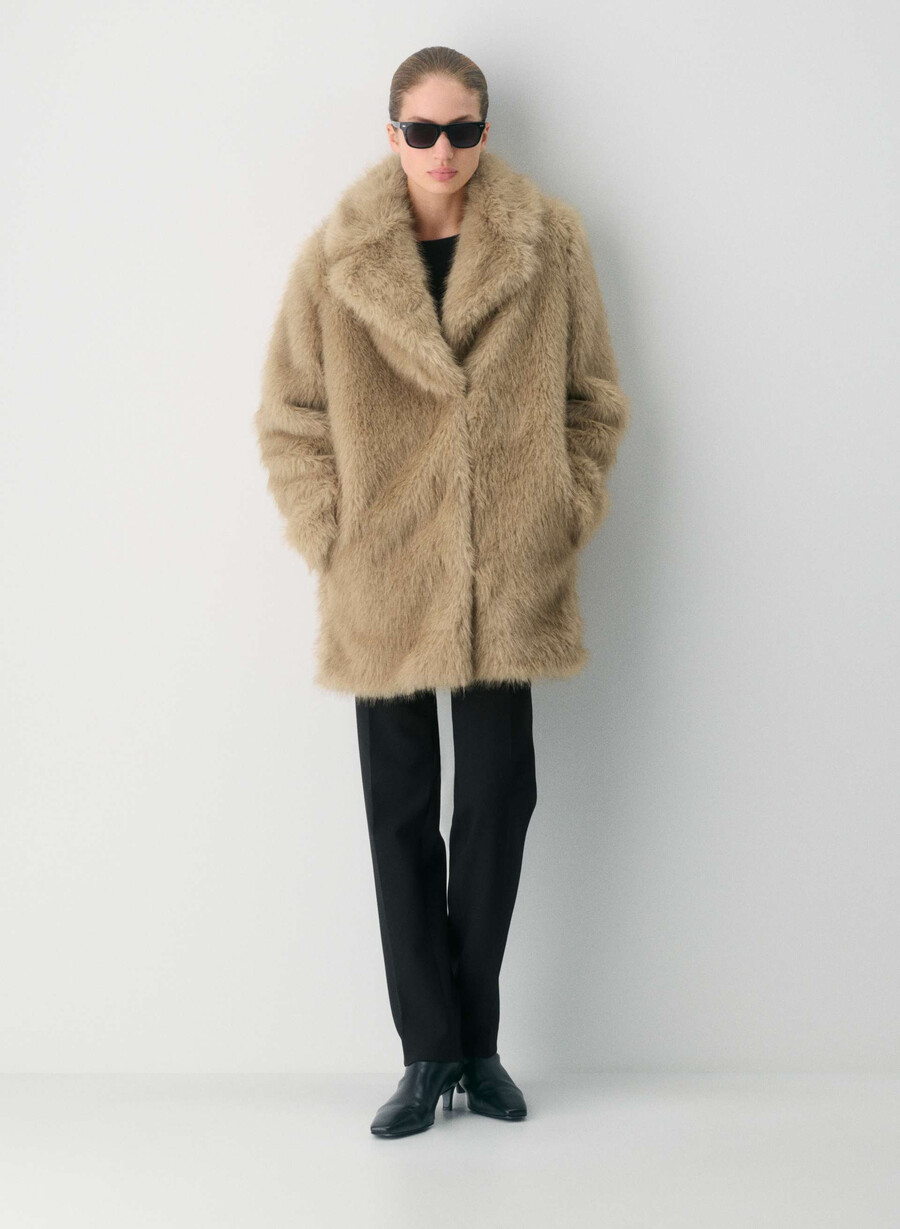 cappotto verbier - pelliccia sintetica artica duo-toned wicker tan