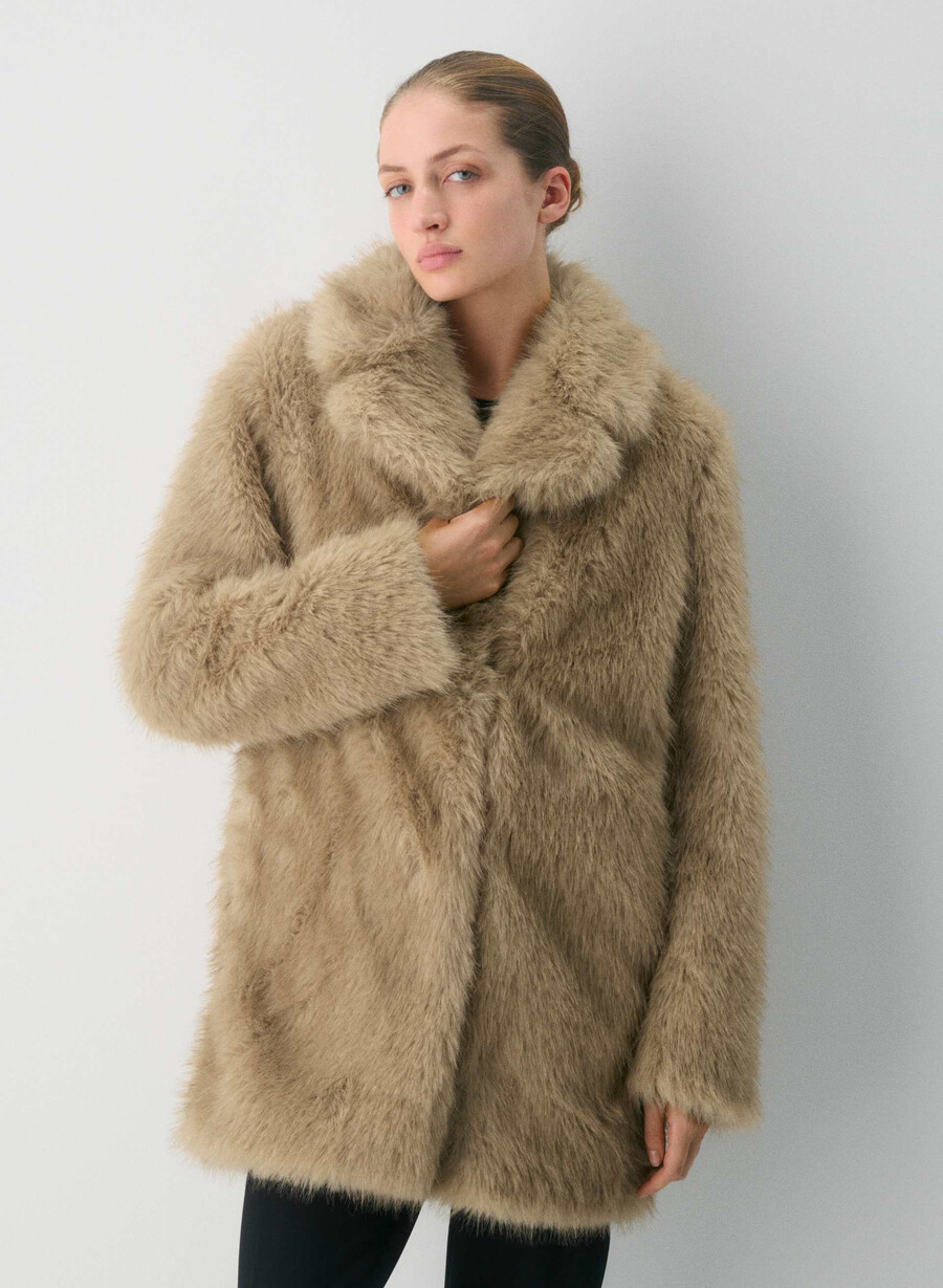 cappotto verbier - pelliccia sintetica artica duo-toned wicker tan