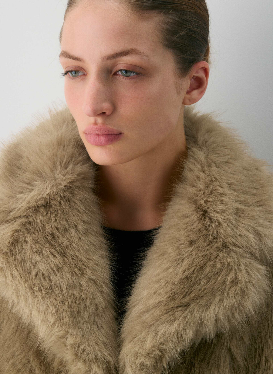 cappotto verbier - pelliccia sintetica artica duo-toned wicker tan