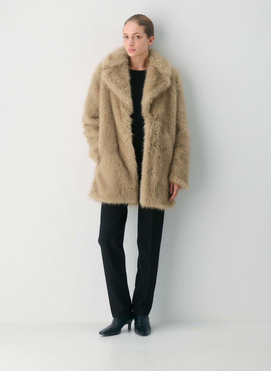 cappotto verbier - pelliccia sintetica artica duo-toned wicker tan