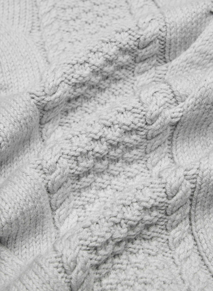 maglione girocollo a vita alta in lana merino heritage knit heather chrome