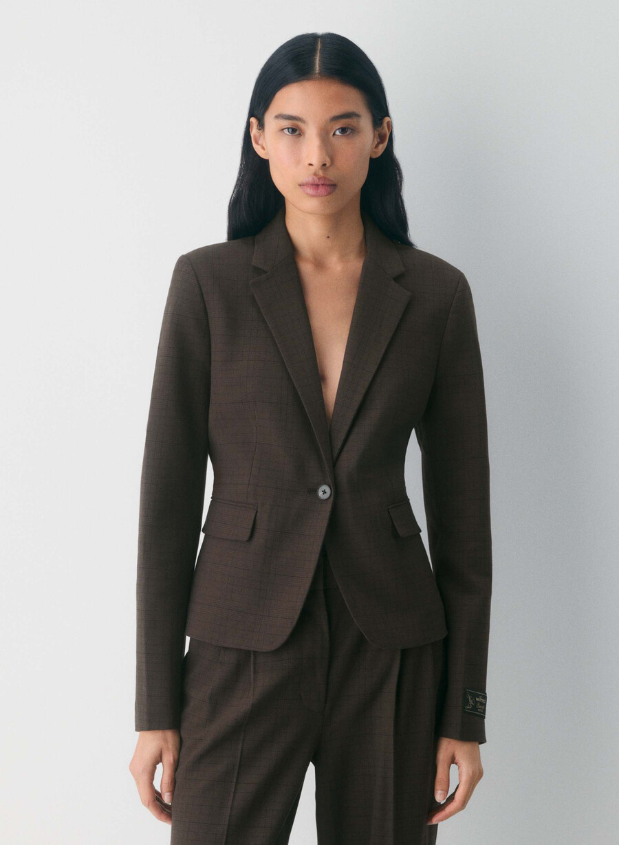 blazer etiquette - twill sanford chk rm brblk