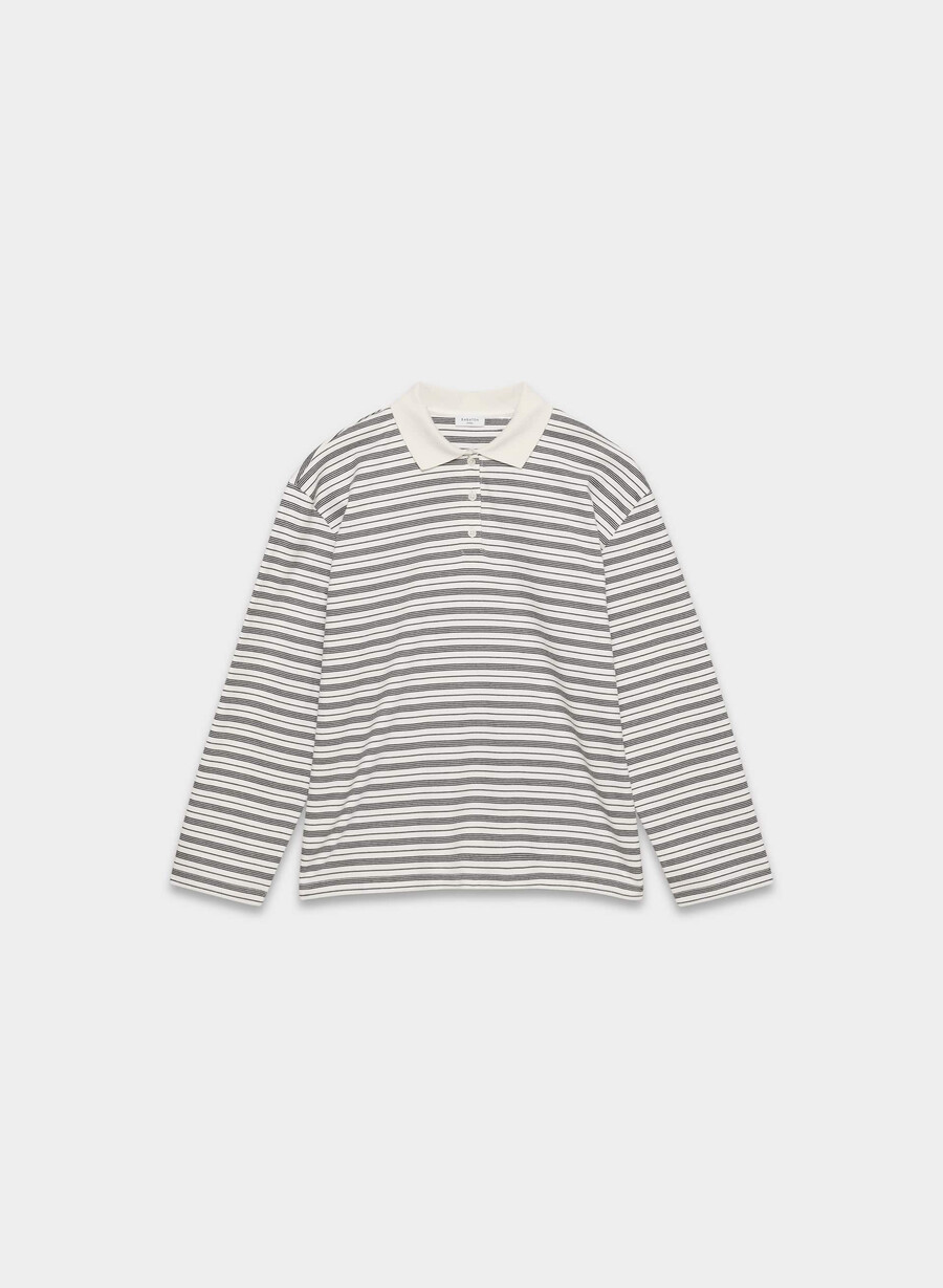 maglia a maniche lunghe eton in cotone interlock betulla chiaranero