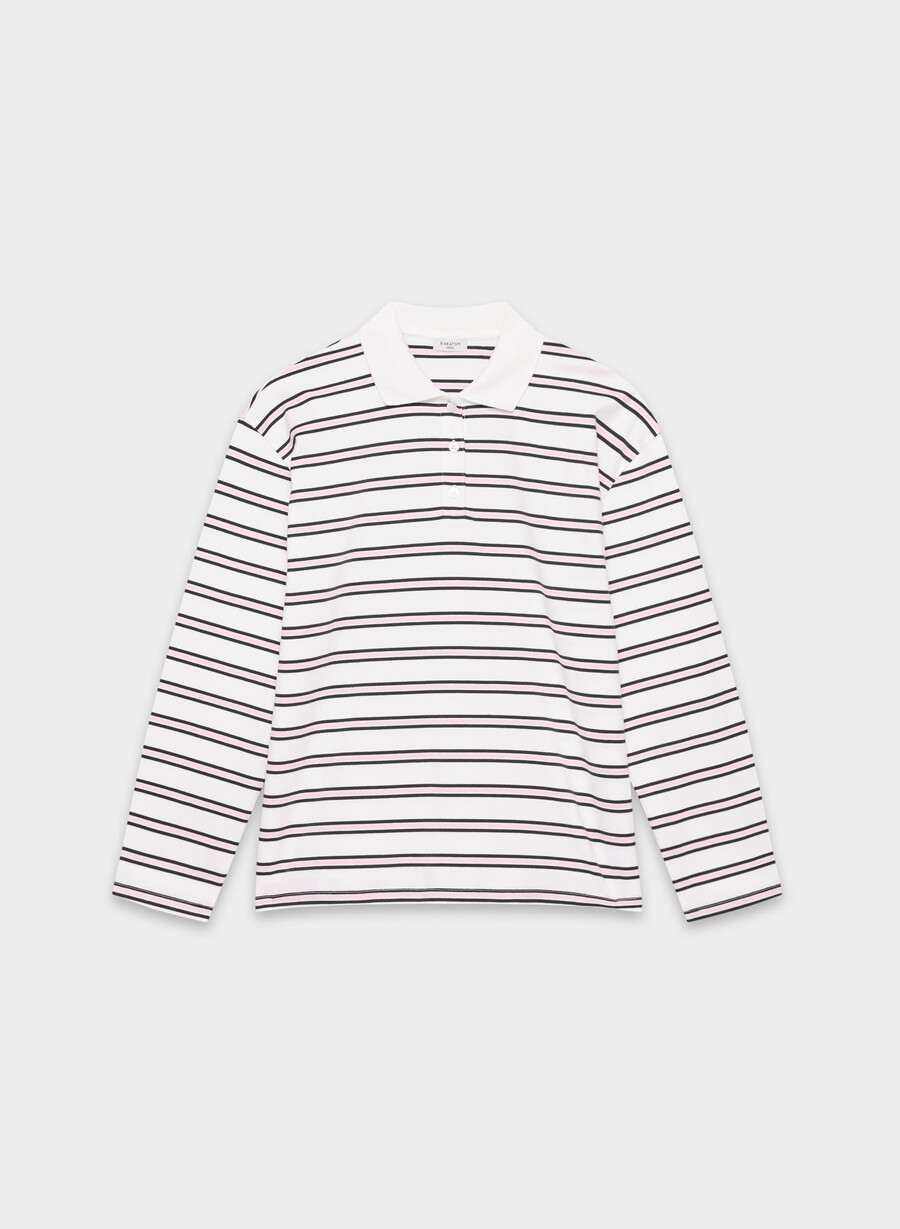 maglia a maniche lunghe eton in cotone interlock biancorosa villa