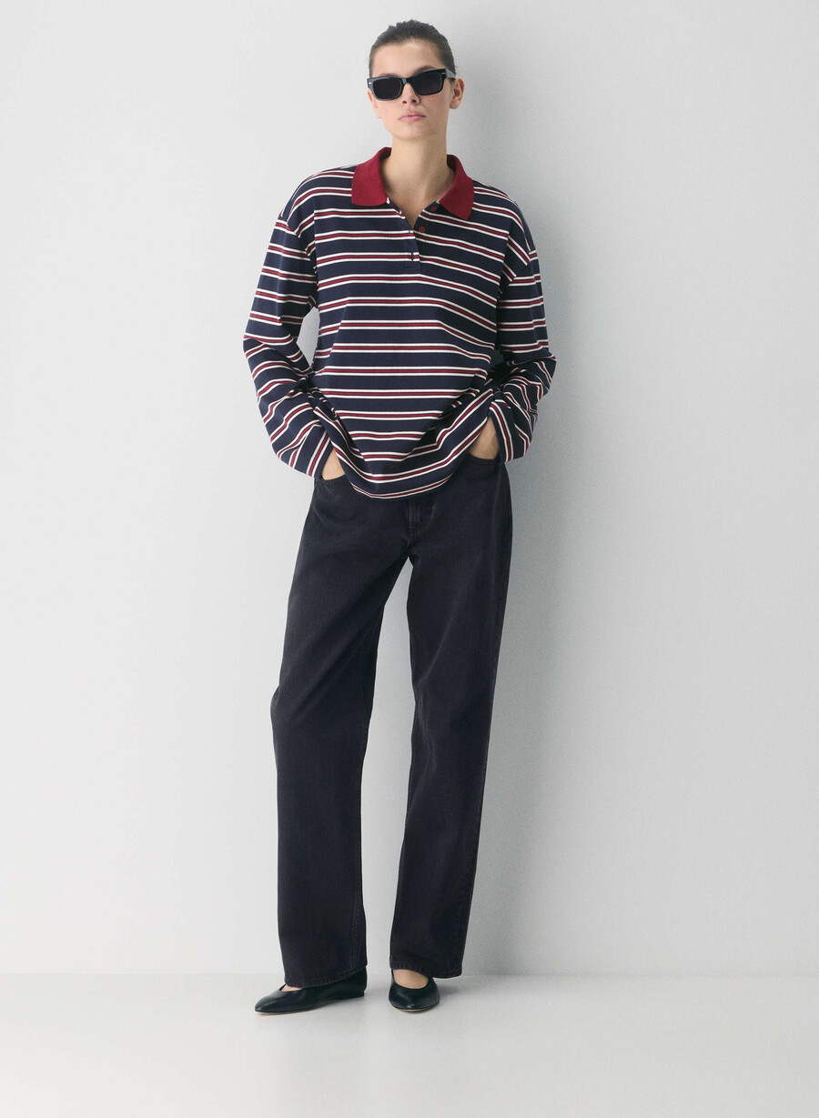 maglia a maniche lunghe eton in cotone interlock dk nt nvycordovan