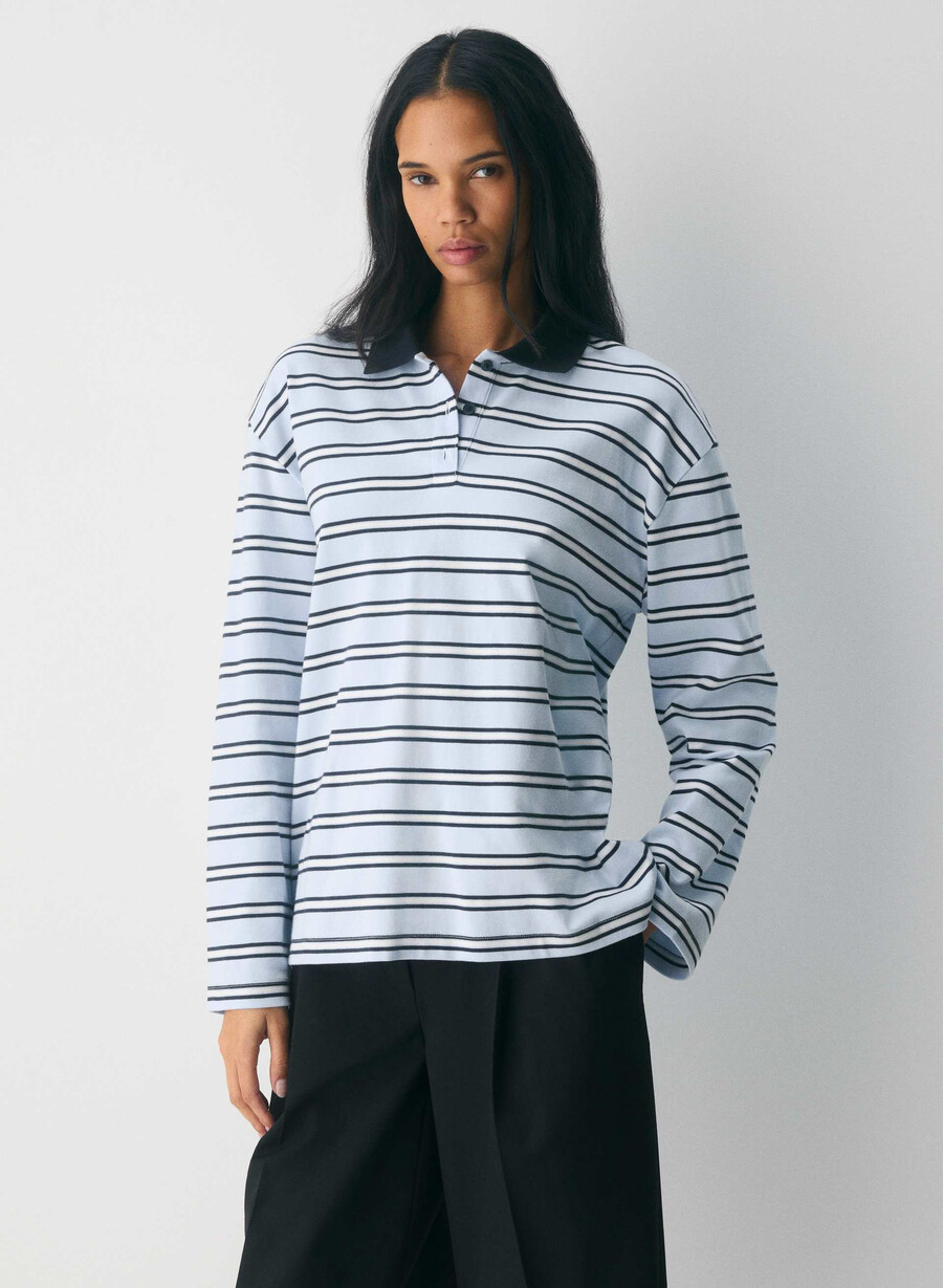 maglia a maniche lunghe eton in cotone interlock mddy bldrk nght nvy