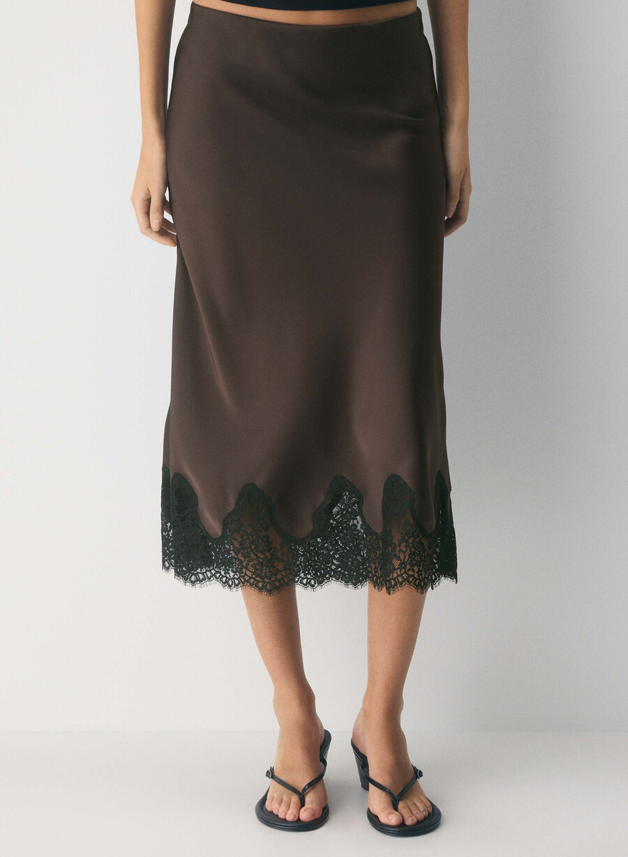 gonna in raso henrietta marrone mocha ricconero