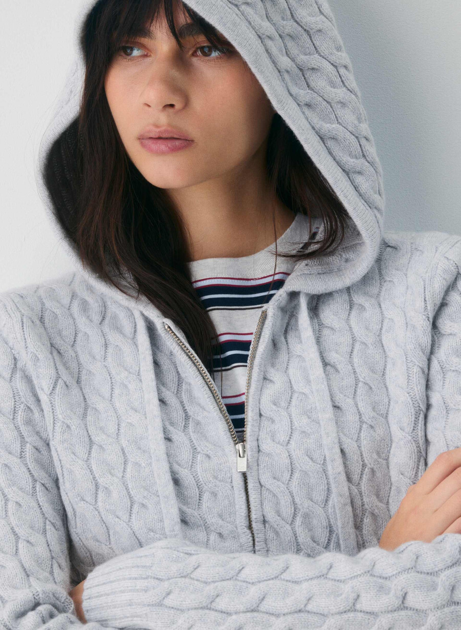 felpa con cappuccio cottage heather chrome