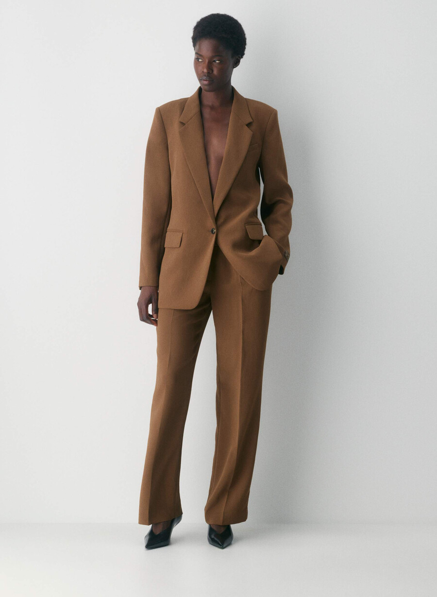 the effortless pant curve-fit lo-rise - crepette marrone cioccolato