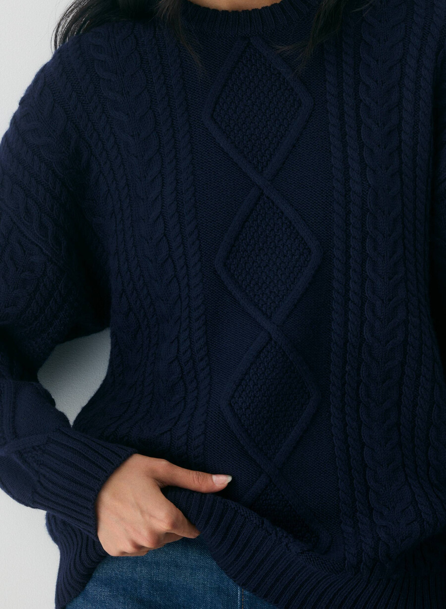 maglione girocollo in lana merino heritage knit admiral