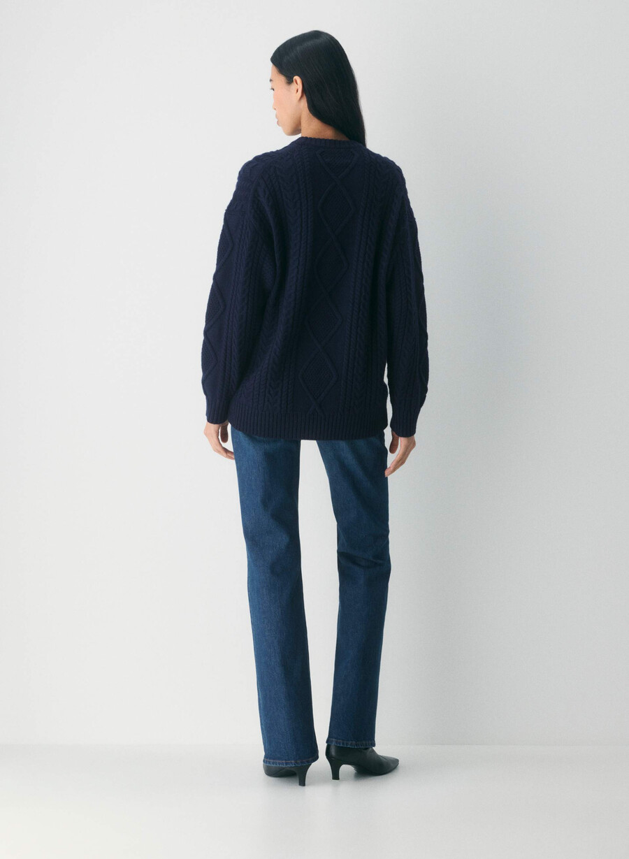 maglione girocollo in lana merino heritage knit admiral