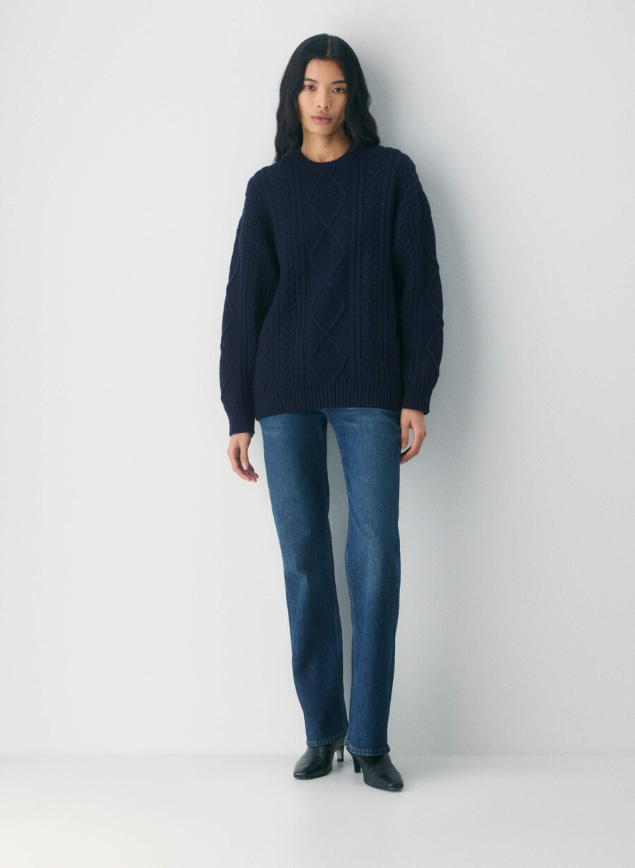 maglione girocollo in lana merino heritage knit admiral
