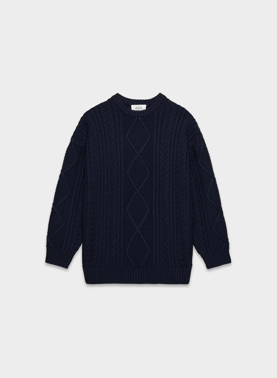 maglione girocollo in lana merino heritage knit admiral
