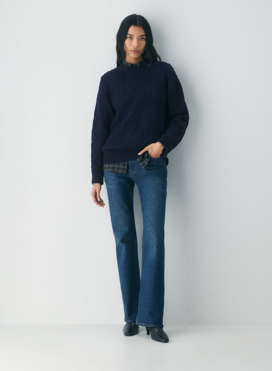 maglione girocollo in lana merino heritage knit whisper white
