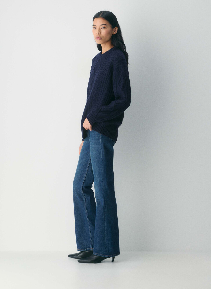 maglione girocollo in lana merino heritage knit whisper white
