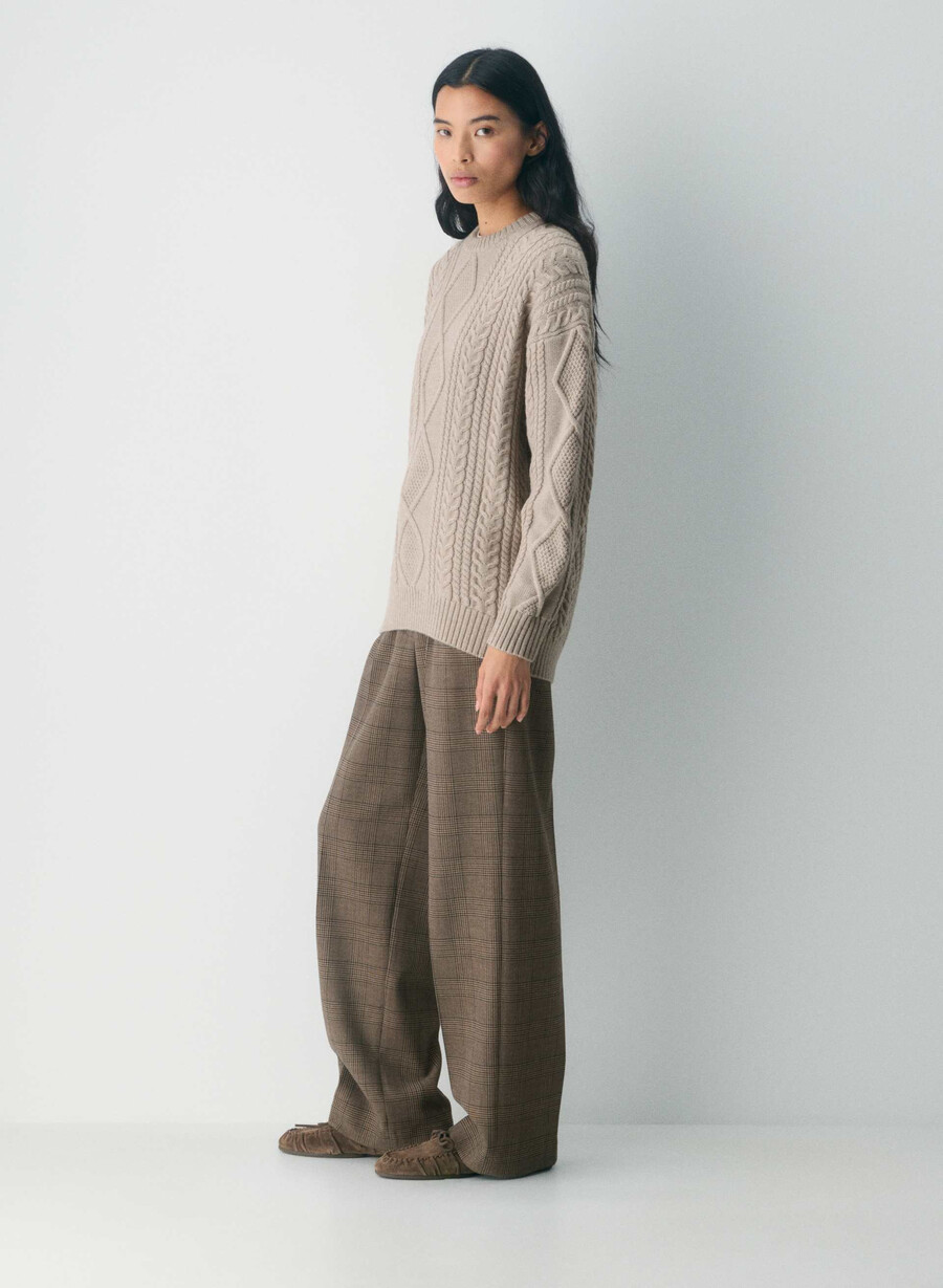 maglione girocollo in lana merino heritage knit heather nomad taupe