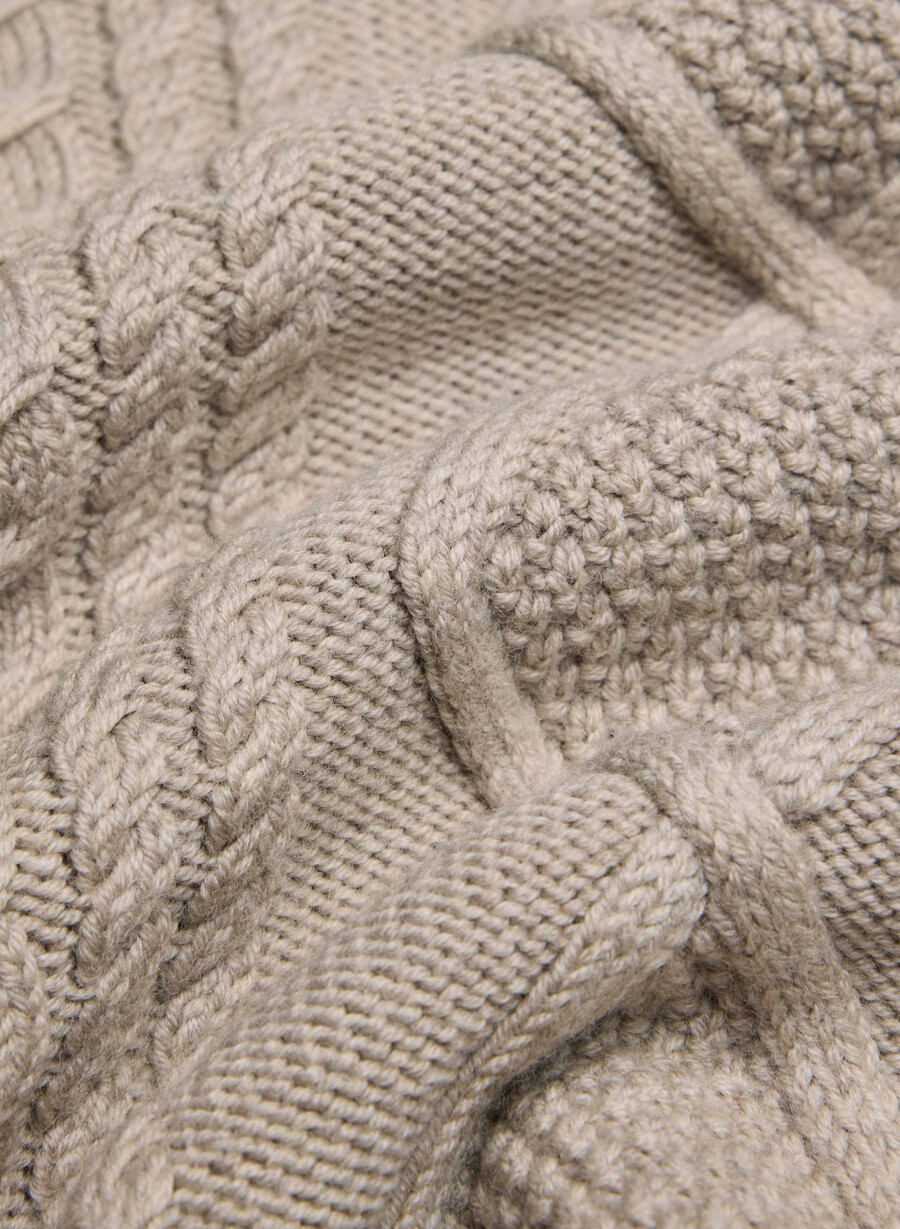 maglione girocollo in lana merino heritage knit heather nomad taupe