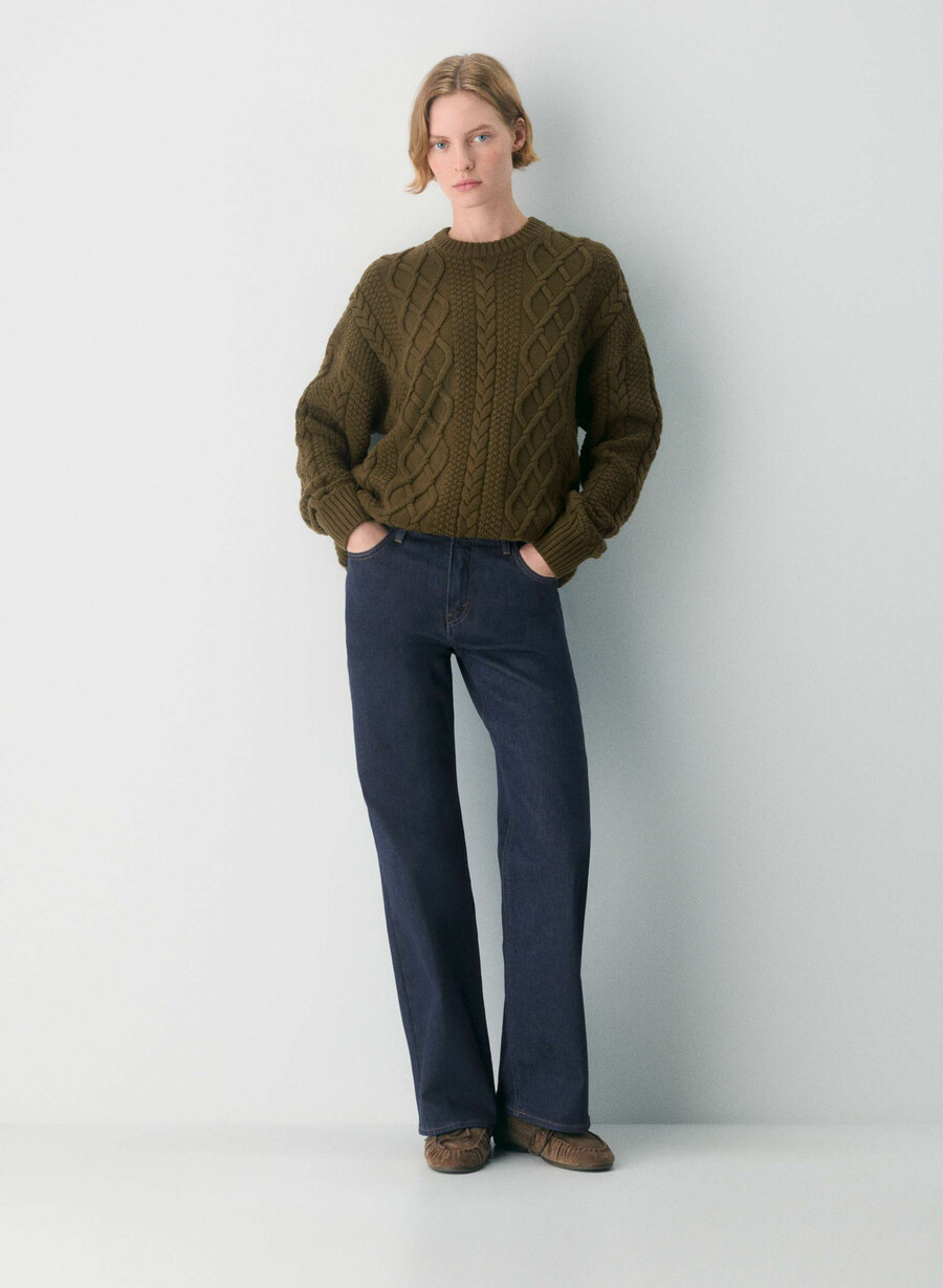 maglione girocollo in lana merino heritage knit private green