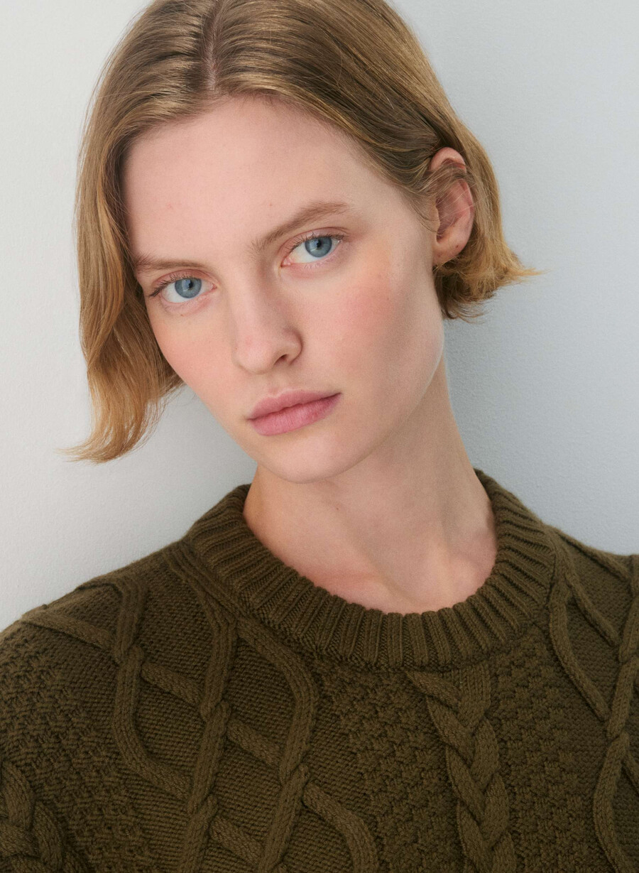 maglione girocollo in lana merino heritage knit private green