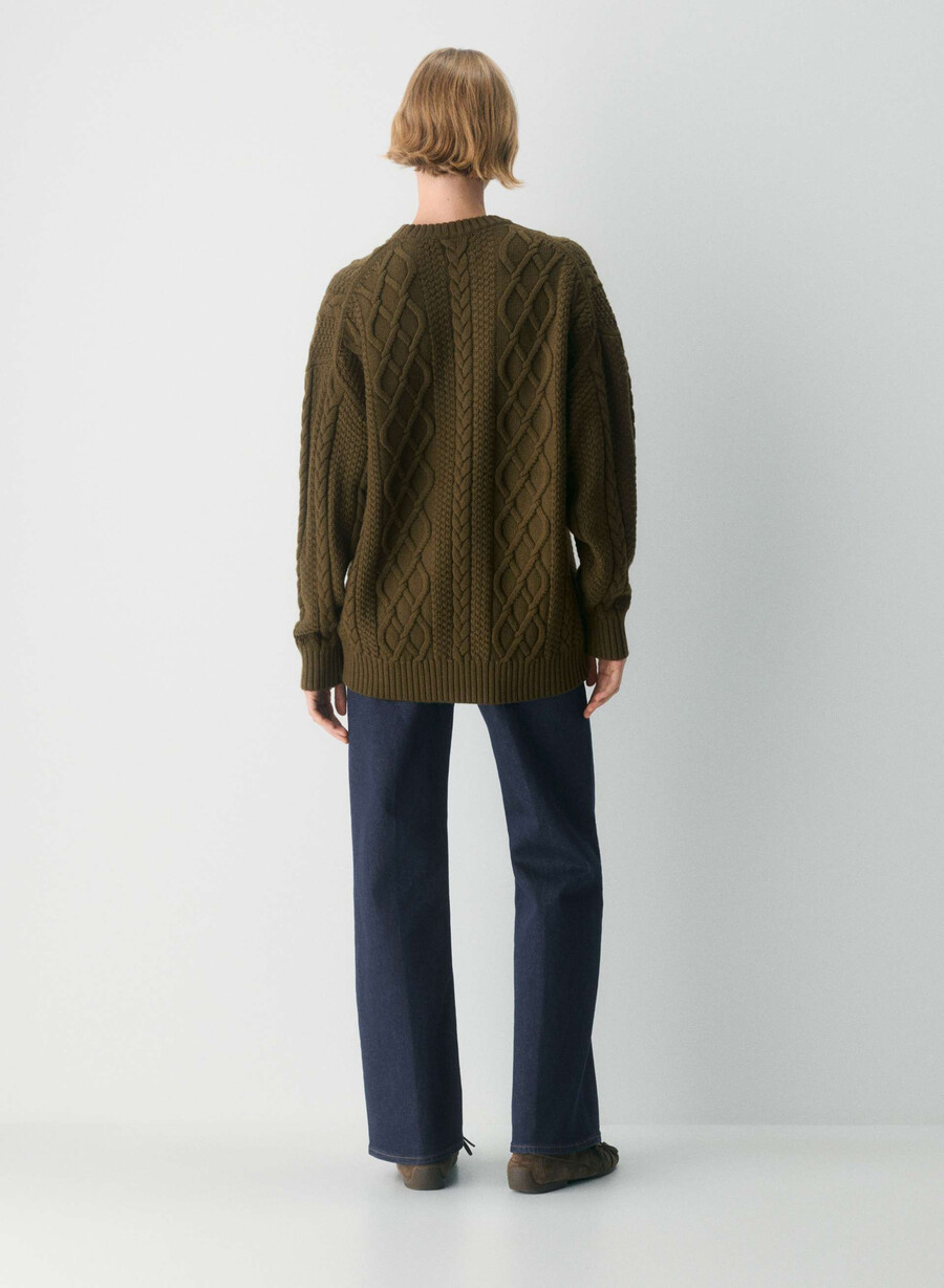 maglione girocollo in lana merino heritage knit private green