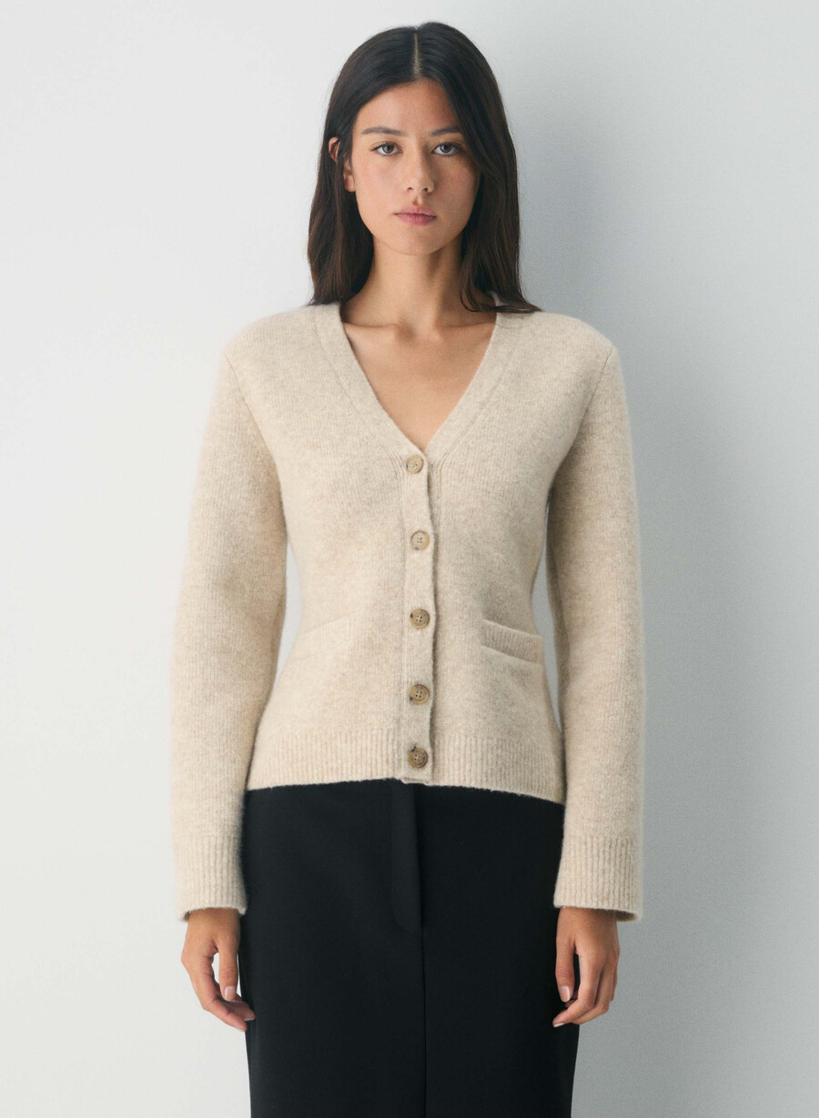 cardigan seaport heather oat beige