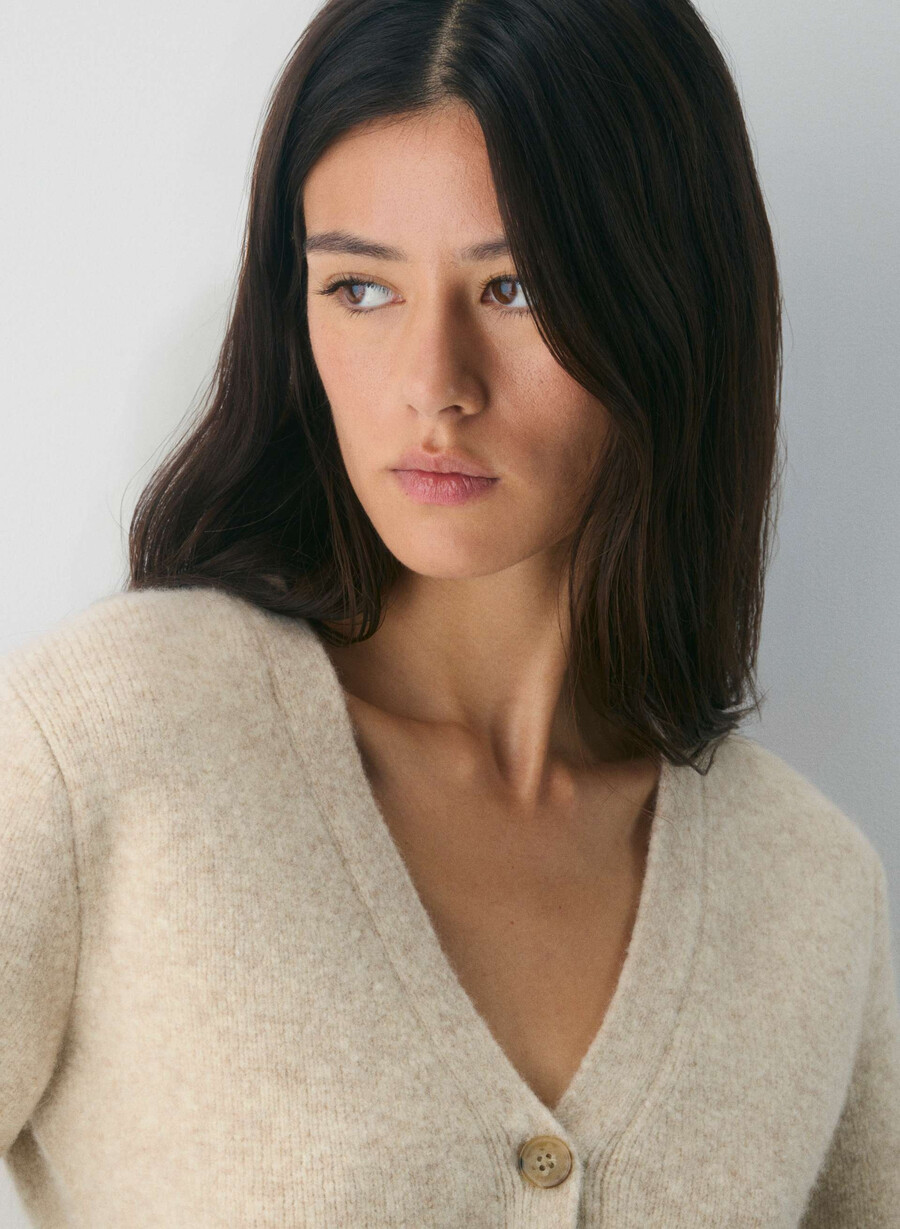 cardigan seaport heather oat beige