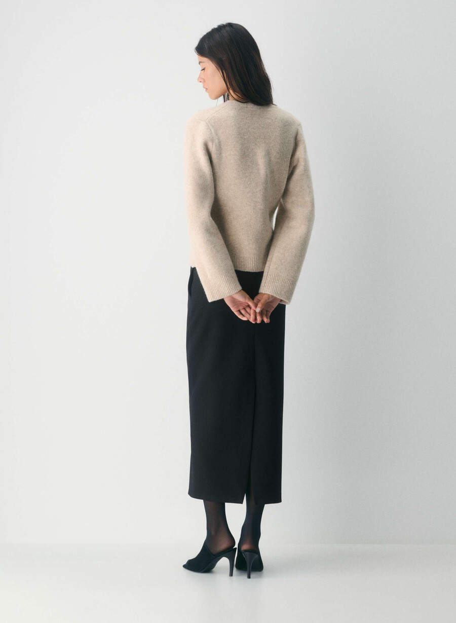 cardigan seaport heather oat beige