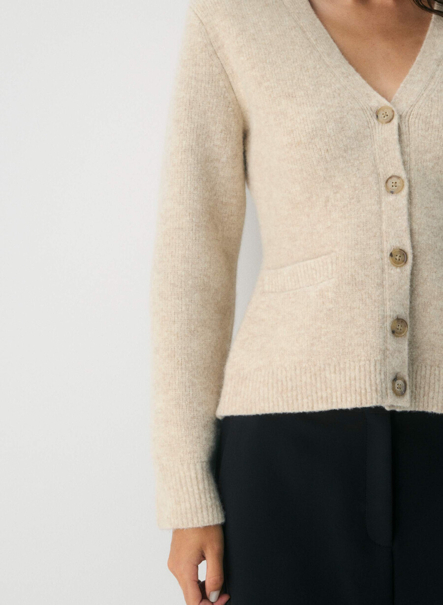 cardigan seaport heather oat beige