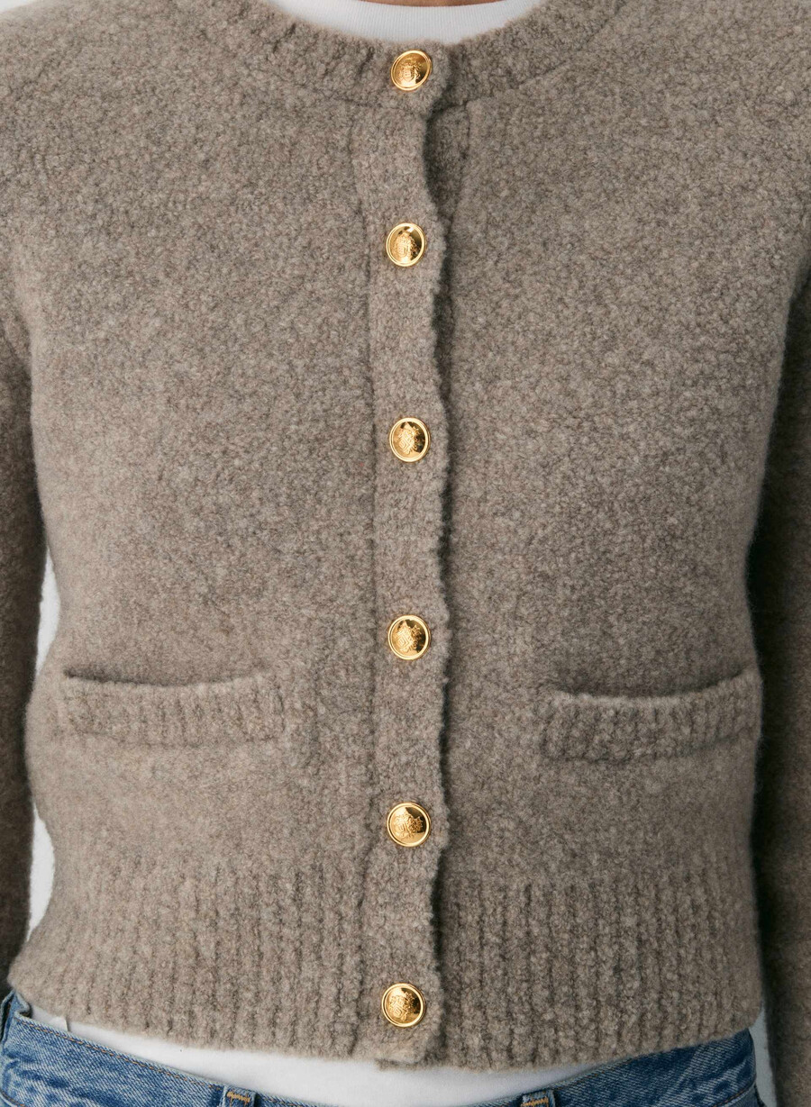 cardigan in lana merino vernon betulla chiara