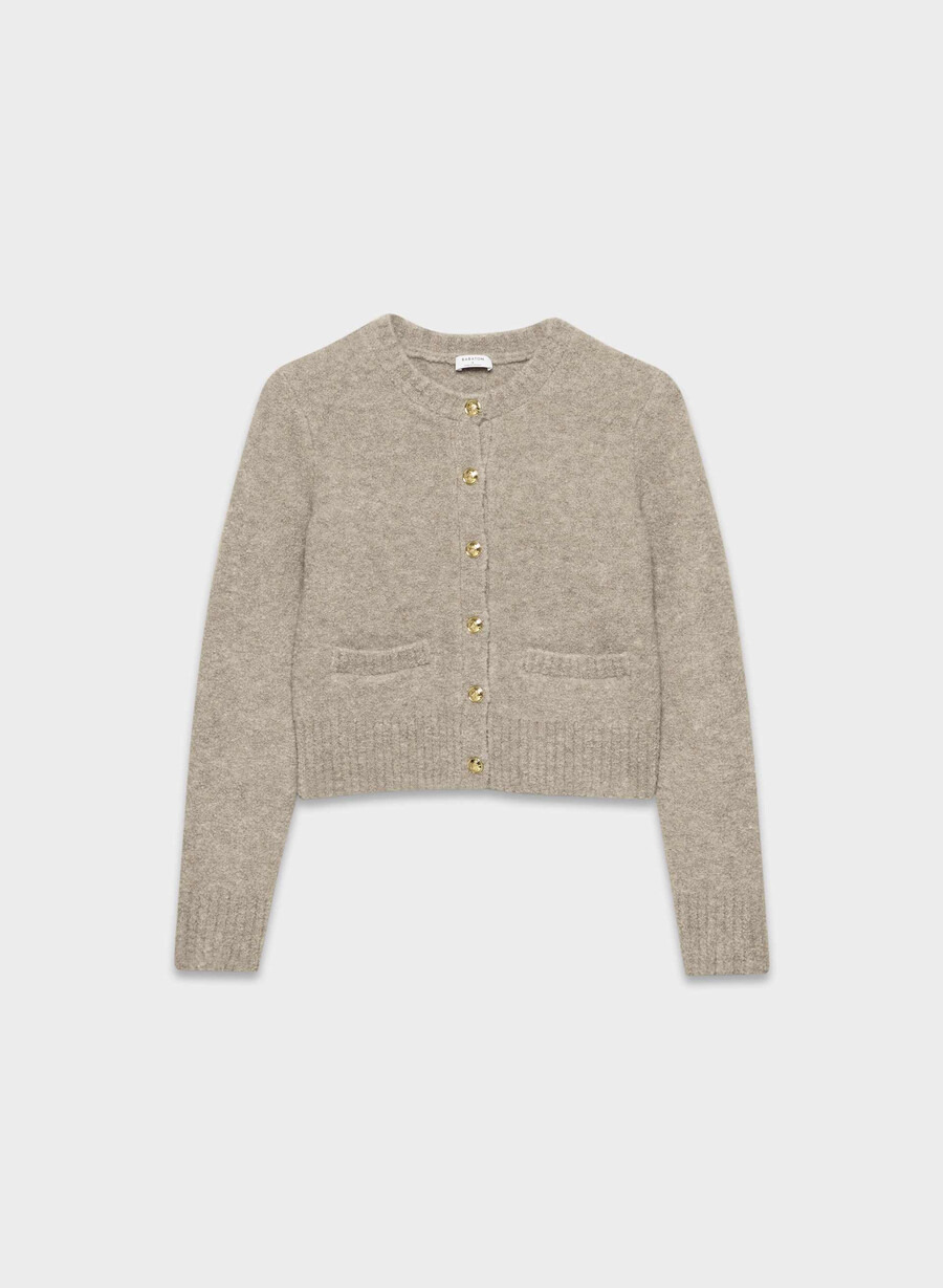 cardigan in lana merino vernon betulla chiara