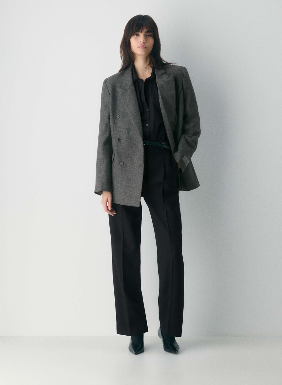 pantaloni in lana tonica neri
