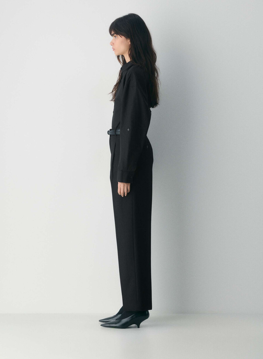 pantaloni in lana tonica neri