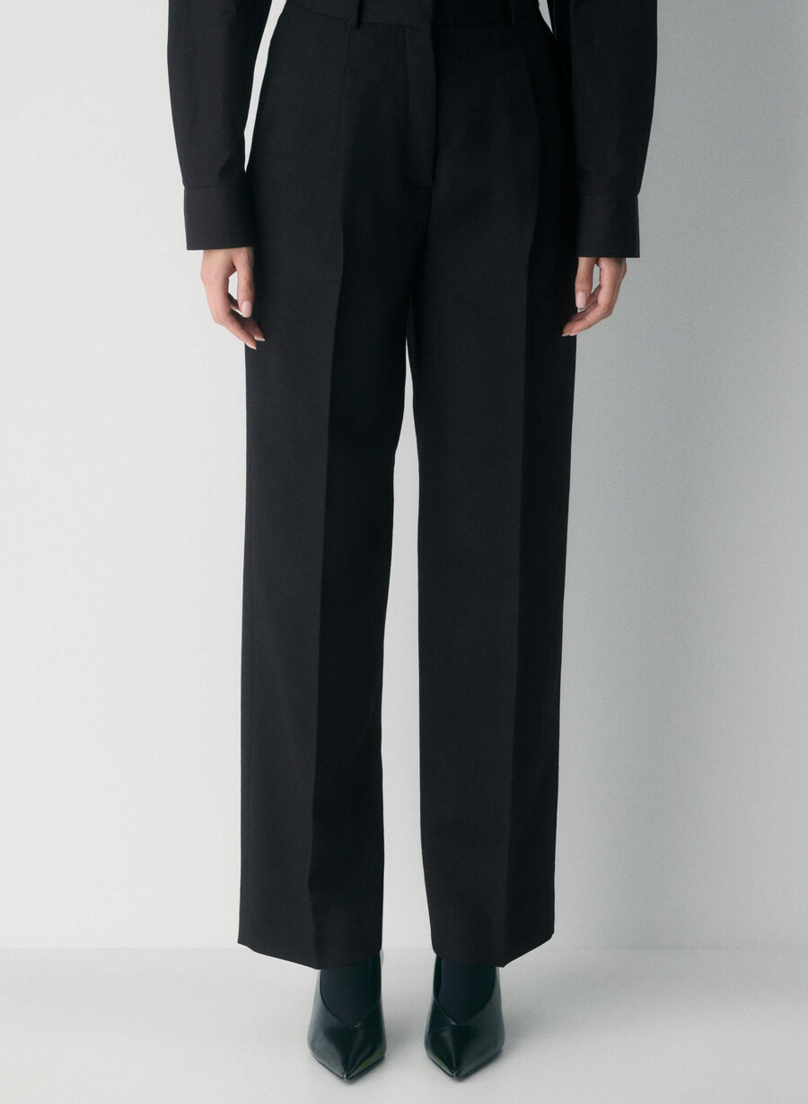 pantaloni in lana tonica burlwood brown