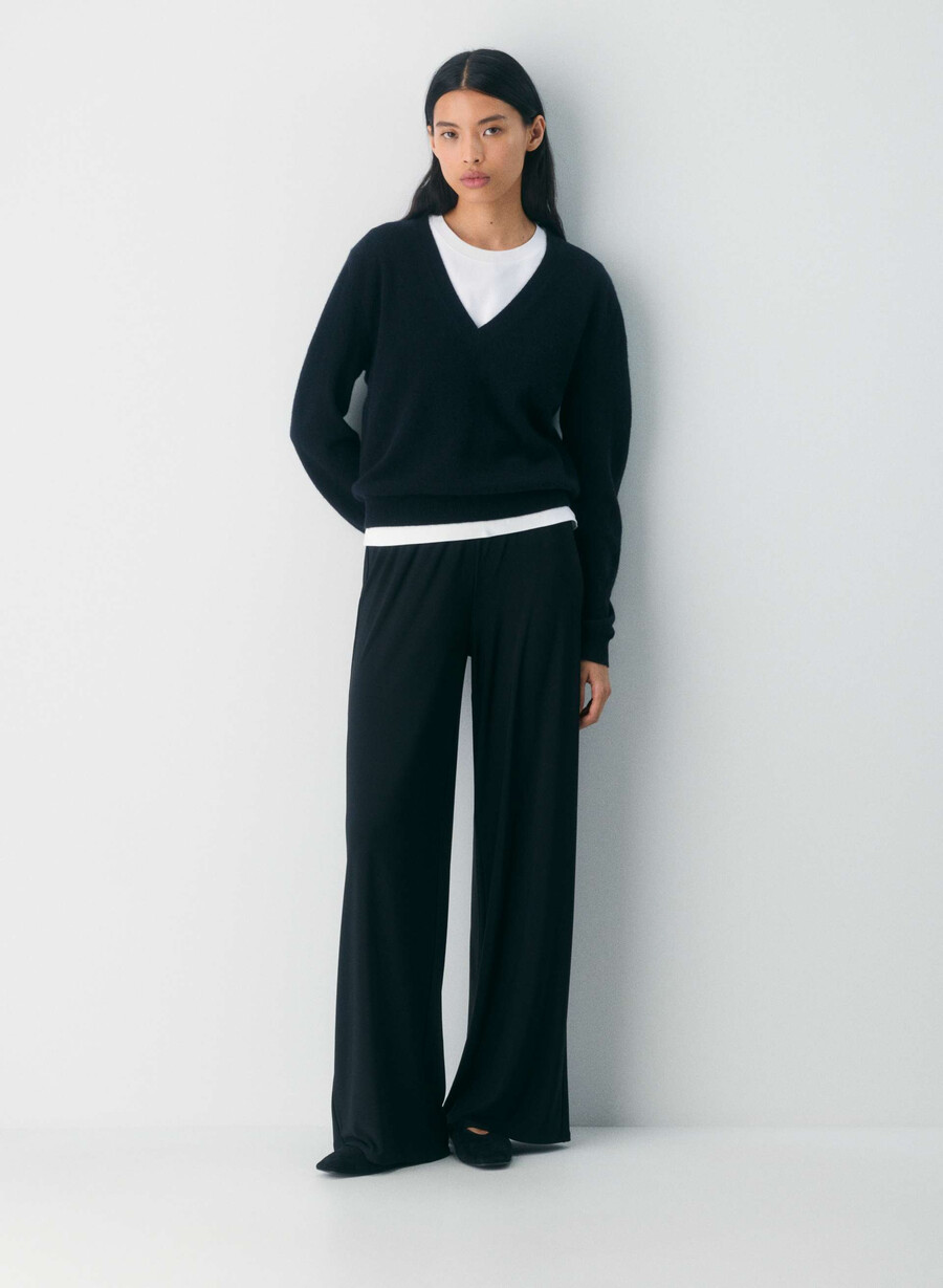 pantaloni lineari - smooth matter marrone mocha ricco