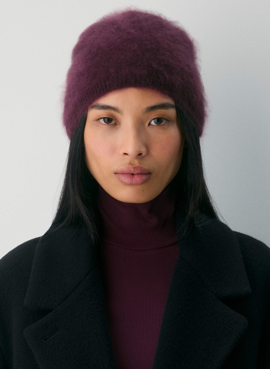 berretto alto in cashmere spazzolato betulla chiara