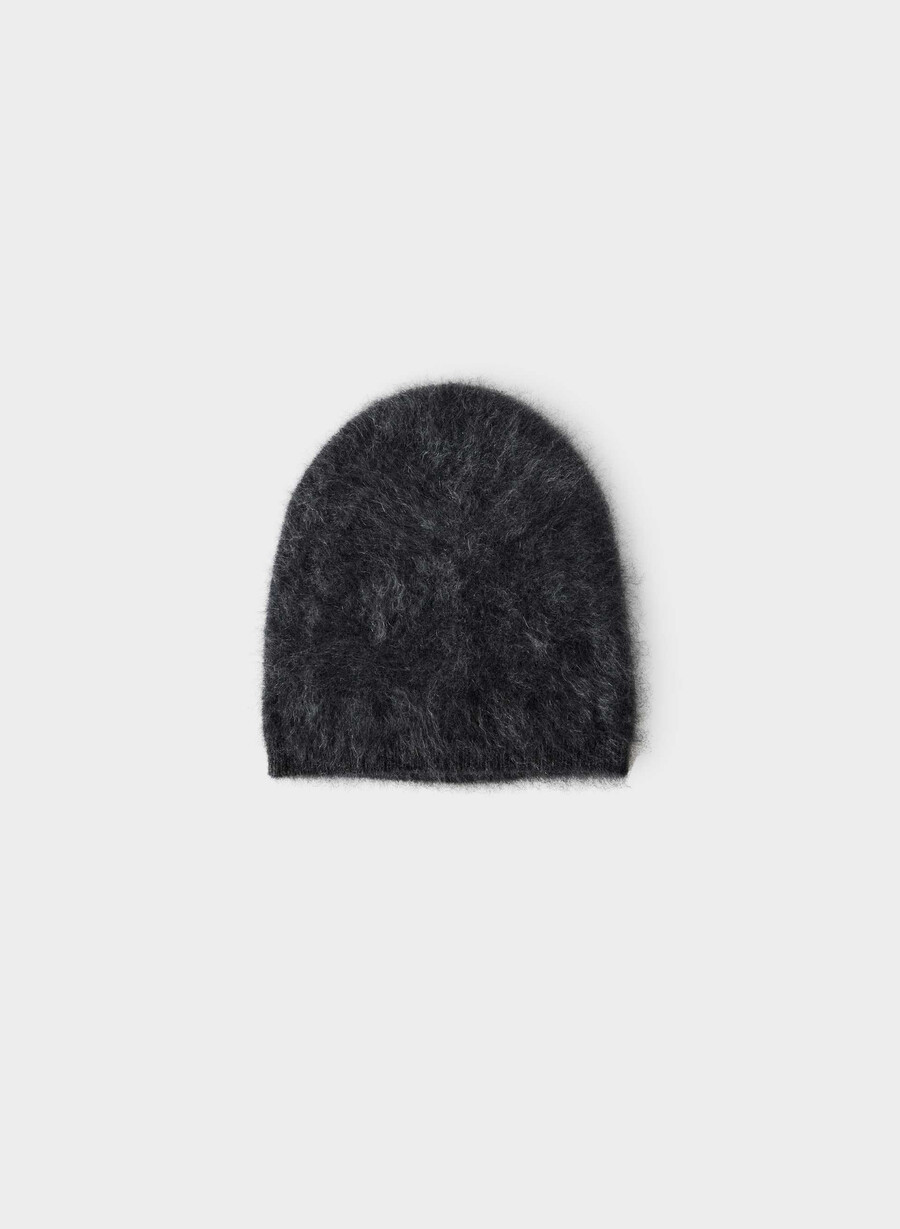 berretto alto in cashmere spazzolato heather charcoal