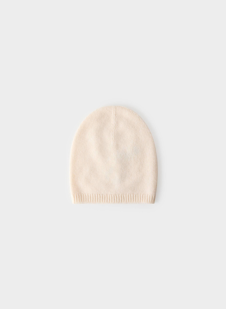 berretto alto in cashmere whisper white