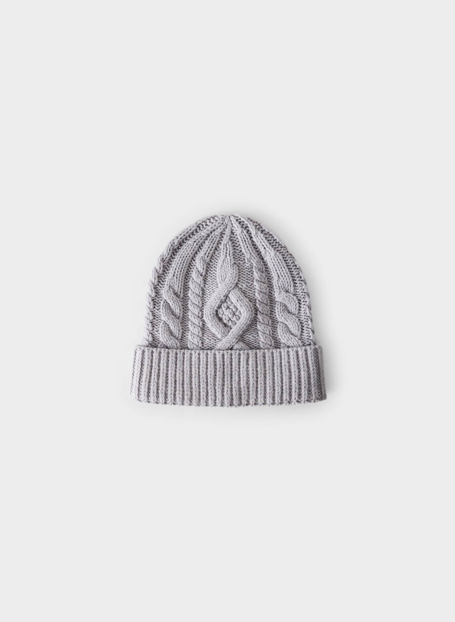 berretto in lana merino heritage knit heather chrome