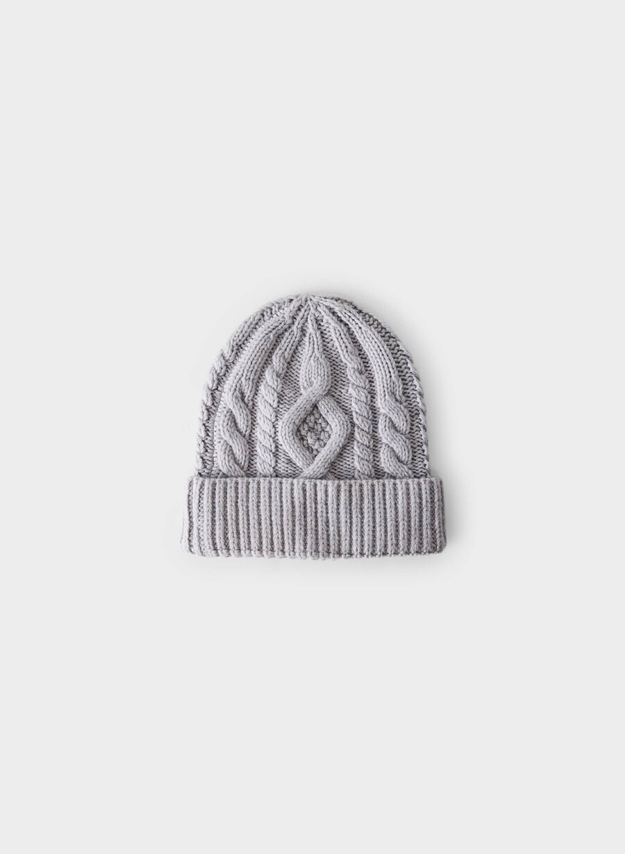 berretto in lana merino heritage knit heather chrome