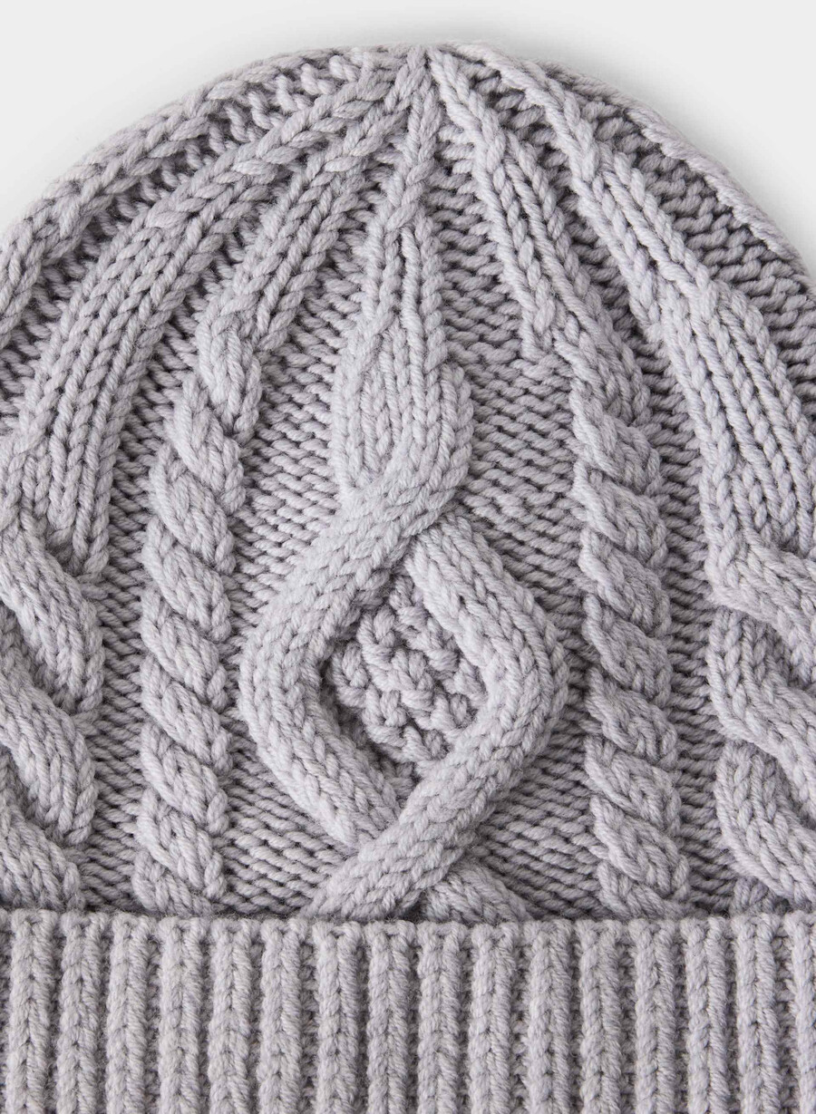 berretto in lana merino heritage knit heather chrome