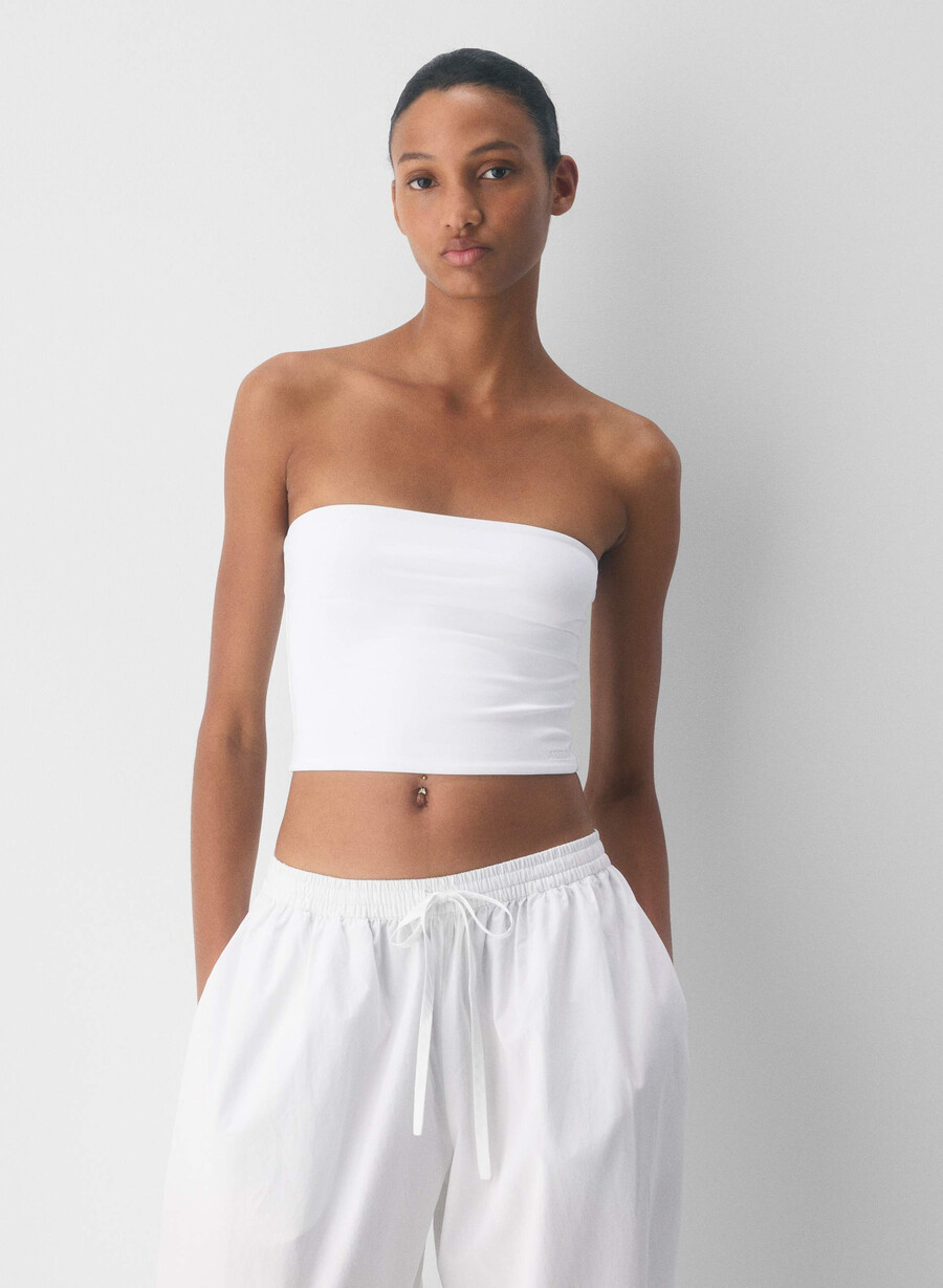 top a tubo con vita originale contour appeal bianco brillante