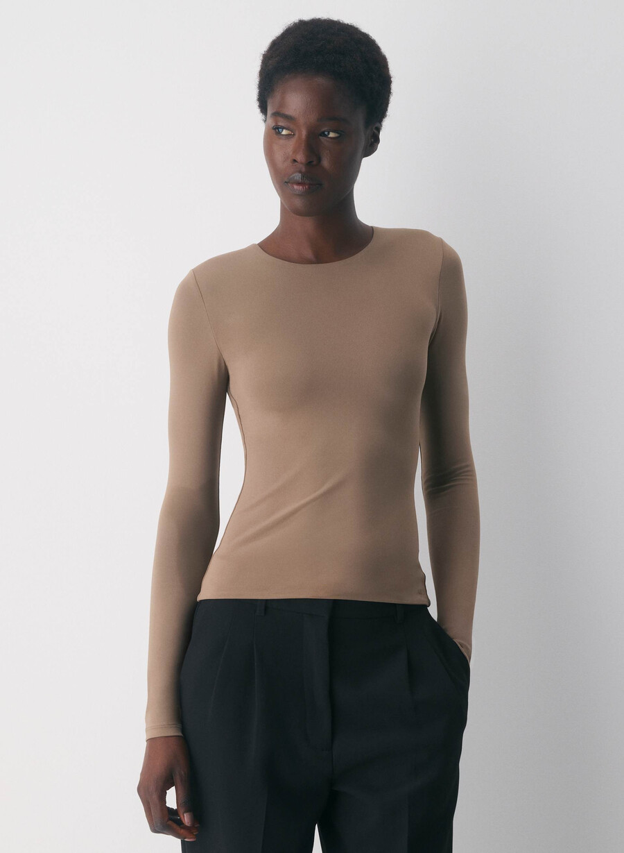 maglia a maniche lunghe original contour splendid crew folio brown