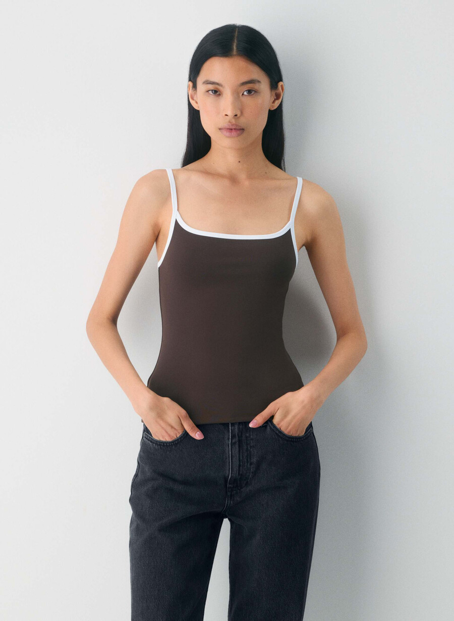 canotta original contour swoop cami ricco marrone mochabianco