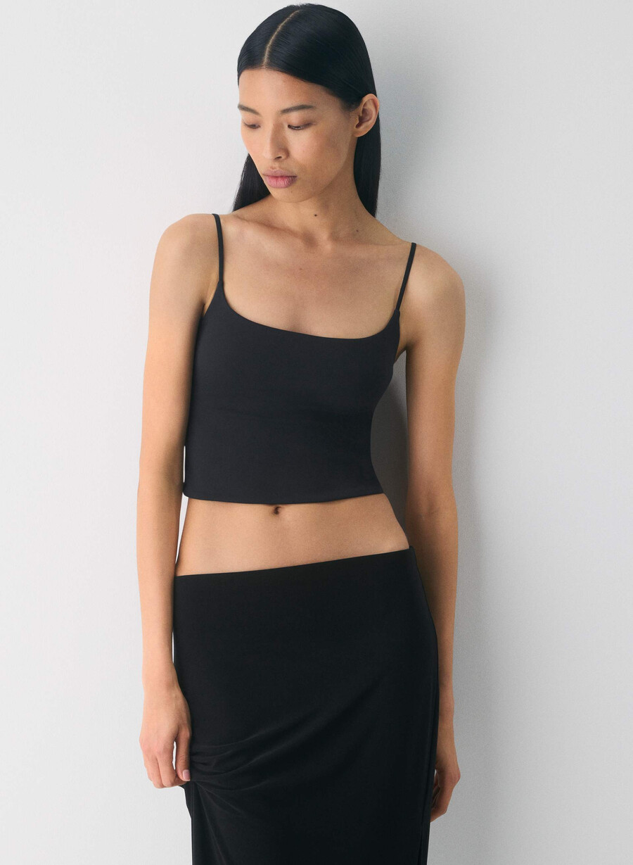 canotta con spalline sottili original contour presence nera