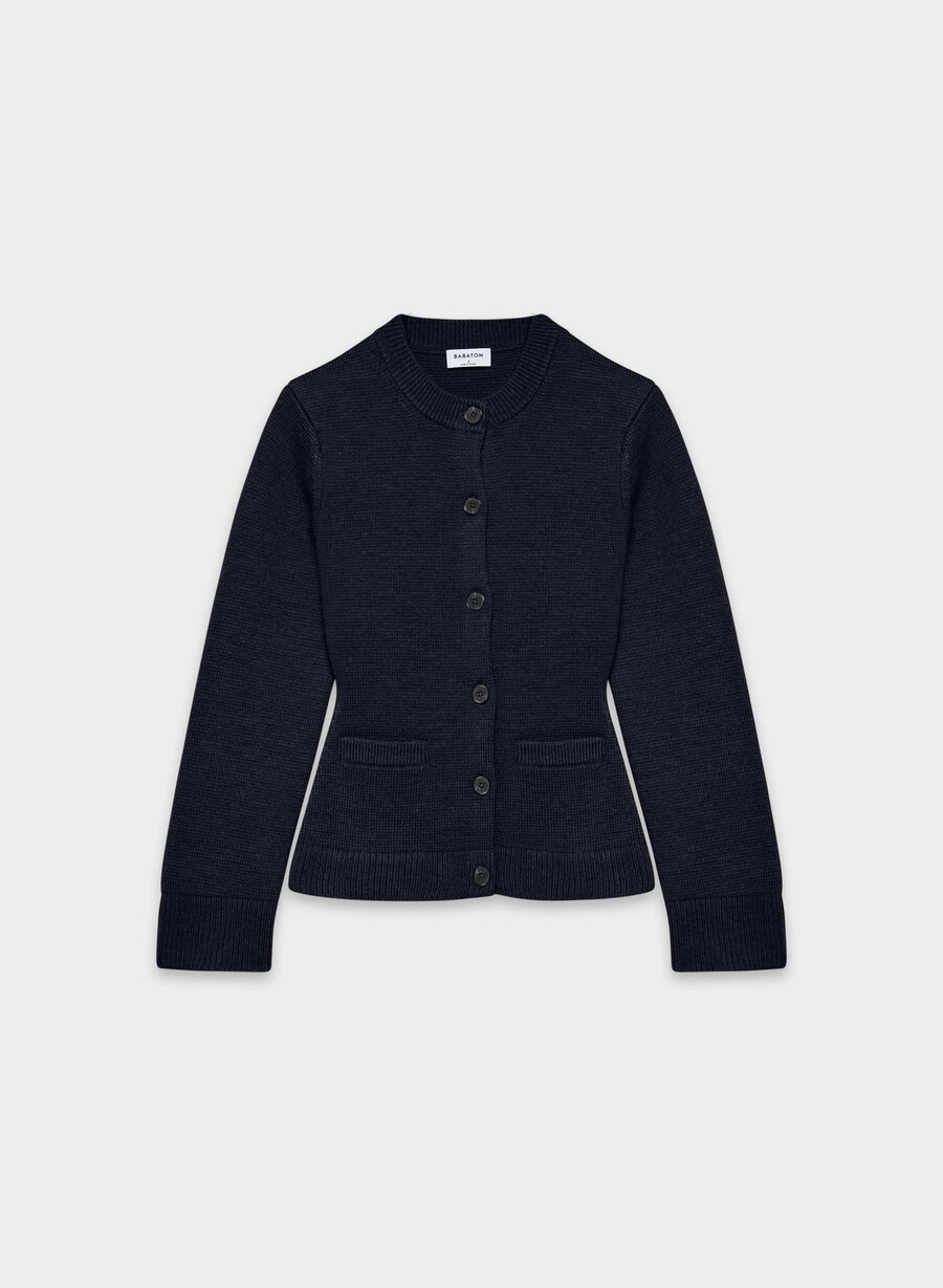 cardigan in lana merino meraki royal navy