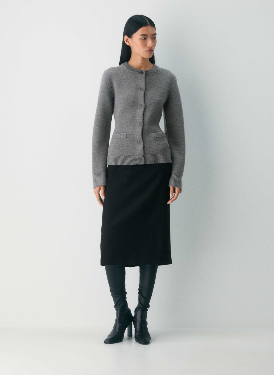 cardigan in lana merino meraki h grigio pepe