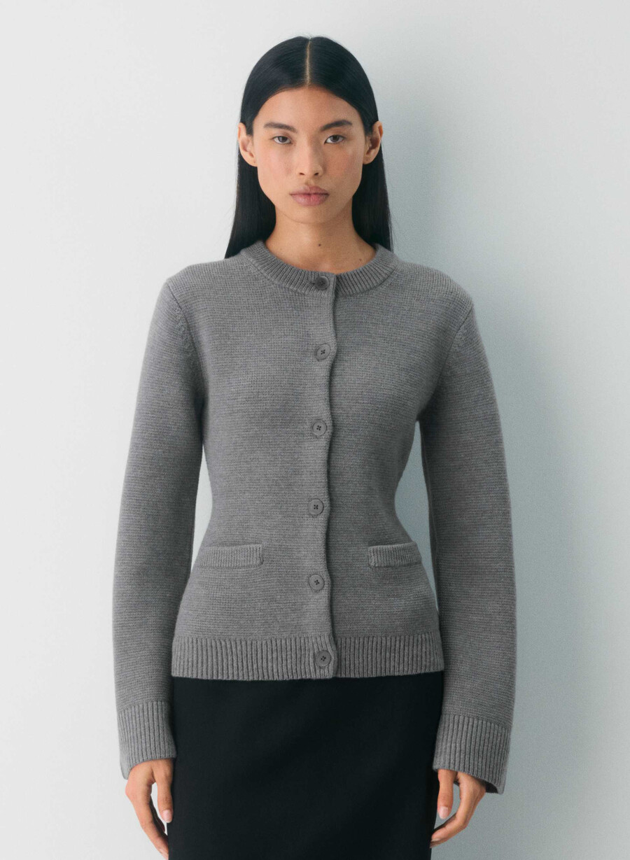 cardigan in lana merino meraki h grigio pepe