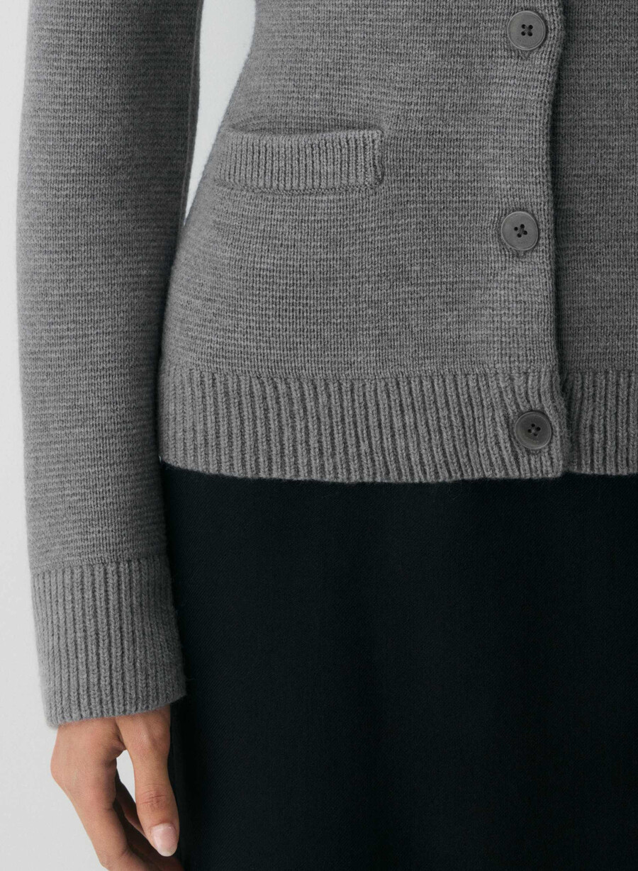 cardigan in lana merino meraki heather dark grigio