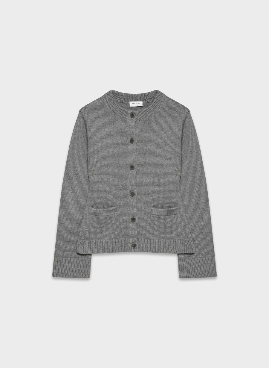 cardigan in lana merino meraki heather dark grigio